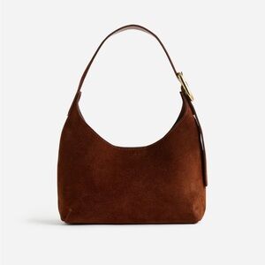 Madewell The Sculptural-Buckle Shoulder Bag in Suede
